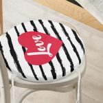 - RealHomes Yuvarlak Fermuarlı Minder - Realhomes Sevgililer Günü Temalı Özel Tasarım Dijital Baskılı Modern Yuvarlak Fermuarlı Sandalye Minderi Realhomes