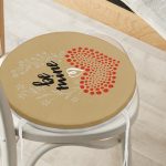 Sevgililer Günü Temalı Özel Tasarım Dijital Baskılı Modern Yuvarlak Fermuarlı Sandalye Minderi Realhomes