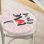 - RealHomes Yuvarlak Fermuarlı Minder - Realhomes Sevgililer Günü Temalı Özel Tasarım Dijital Baskılı Modern Yuvarlak Fermuarlı Sandalye Minderi Realhomes