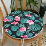 - RealHomes Yuvarlak Fermuarlı Minder - Realhomes  Çiçek Desenli Dijital Baskılı Yuvarlak Fermuarlı Sandalye Minderi Realhomes