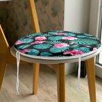 - RealHomes Yuvarlak Fermuarlı Minder - Realhomes  Çiçek Desenli Dijital Baskılı Yuvarlak Fermuarlı Sandalye Minderi Realhomes