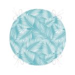 - RealHomes Yuvarlak Fermuarlı Minder - Realhomes Turkuaz Zeminde Beyaz Yaprak Figürlü Dijital Baskılı Modern Yuvarlak Fermuarlı Sandalye Minderi Realhomes