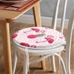 Flamingo Desenli Dijital Baskılı Yuvarlak Fermuarlı Sandalye Minderi Realhomes