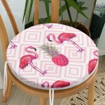Flamingo Desenli Dijital Baskılı Yuvarlak Fermuarlı Sandalye Minderi Realhomes