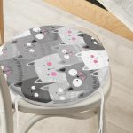 - RealHomes Yuvarlak Fermuarlı Minder - Realhomes Sevimli Kedi Motifli Dijital Baskılı Özel Tasarım Modern Yuvarlak Fermuarlı Sandalye Minderi Realhomes