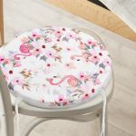 - RealHomes Yuvarlak Fermuarlı Minder - Realhomes  Flamingo Desenli Dijital Baskılı Yuvarlak Fermuarlı Sandalye Minderi Realhomes