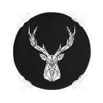 - RealHomes Yuvarlak Fermuarlı Minder - Realhomes  Siyah Zeminde Mermer Motifli Geyik Tasarımlı Yuvarlak Fermuarlı Sandalye Minderi Realhomes