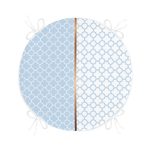 - RealHomes Yuvarlak Fermuarlı Minder - Realhomes Mavi & Beyaz Ogea Desenli Dijital Baskılı Yuvarlak Fermuarlı Sandalye Minderi Realhomes