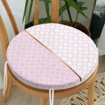- RealHomes Yuvarlak Fermuarlı Minder - Realhomes Pembe & Beyaz Ogea Desenli Dijital Baskılı Modern Yuvarlak Fermuarlı Sandalye Minderi Realhomes