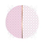 - RealHomes Yuvarlak Fermuarlı Minder - Realhomes Pembe & Beyaz Ogea Desenli Dijital Baskılı Modern Yuvarlak Fermuarlı Sandalye Minderi Realhomes