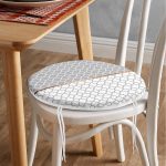 - RealHomes Yuvarlak Fermuarlı Minder - Realhomes Gri & Beyaz Ogea Desenli Dijital Baskılı Yuvarlak Fermuarlı Sandalye Minderi Realhomes