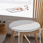 - RealHomes Yuvarlak Fermuarlı Minder - Realhomes Gri & Beyaz Ogea Desenli Dijital Baskılı Yuvarlak Fermuarlı Sandalye Minderi Realhomes