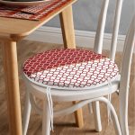 - RealHomes Yuvarlak Fermuarlı Minder - Realhomes  Bordo & Beyaz Ogea Desenli Dijital Baskılı Modern Yuvarlak Fermuarlı Sandalye Minderi Realhomes