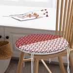 - RealHomes Yuvarlak Fermuarlı Minder - Realhomes  Bordo & Beyaz Ogea Desenli Dijital Baskılı Modern Yuvarlak Fermuarlı Sandalye Minderi Realhomes