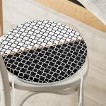 - RealHomes Yuvarlak Fermuarlı Minder - Realhomes Siyah & Beyaz Ogea Desenli Dijital Baskılı Yuvarlak Fermuarlı Sandalye Minderi Realhomes
