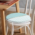 - RealHomes Yuvarlak Fermuarlı Minder - Realhomes Mint Yeşili & Beyaz Ogea Desenli Dijital Baskılı Modern Yuvarlak Fermuarlı Sandalye Minderi Realhomes