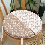 - RealHomes Yuvarlak Fermuarlı Minder - Realhomes Vizon & Beyaz Ogea Desenli Dijital Baskılı Yuvarlak Fermuarlı Sandalye Minderi Realhomes