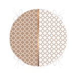 - RealHomes Yuvarlak Fermuarlı Minder - Realhomes Vizon & Beyaz Ogea Desenli Dijital Baskılı Yuvarlak Fermuarlı Sandalye Minderi Realhomes