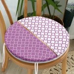 - RealHomes Yuvarlak Fermuarlı Minder - Realhomes  Mor & Beyaz Ogea Desenli Dijital Baskılı Modern Yuvarlak Fermuarlı Sandalye Minderi Realhomes