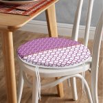 - RealHomes Yuvarlak Fermuarlı Minder - Realhomes  Mor & Beyaz Ogea Desenli Dijital Baskılı Modern Yuvarlak Fermuarlı Sandalye Minderi Realhomes