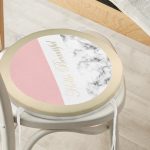 Hello Beautiful Pembe & Mermer Dijital Baskılı Yuvarlak Fermuarlı Sandalye Minderi Realhomes