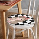 - RealHomes Yuvarlak Fermuarlı Minder - Realhomes Dama Zeminli Fashion Girl Tasarımlı Dijital Baskılı Modern Yuvarlak Fermuarlı Sandalye Minderi Realhomes