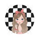 - RealHomes Yuvarlak Fermuarlı Minder - Realhomes Dama Zeminli Fashion Girl Tasarımlı Dijital Baskılı Modern Yuvarlak Fermuarlı Sandalye Minderi Realhomes