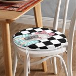 Dama Zeminli Fotoğraf Çeken Kız Tasarımlı Dijital Baskılı Modern Yuvarlak Fermuarlı Sandalye Minderi Realhomes