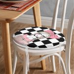 - RealHomes Yuvarlak Fermuarlı Minder - Realhomes Dama Zeminli Kitap Okuyan Kız Tasarımlı Dijital Baskılı Modern Yuvarlak Fermuarlı Sandalye Minderi Realhomes