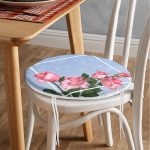 Özel Tasarım Gül Tasarımlı Dijital Baskılı Modern Yuvarlak Fermuarlı Sandalye Minderi Realhomes