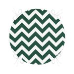 - RealHomes Yuvarlak Fermuarlı Minder - Realhomes  Yeşil Zikzak Tasarımlı Dijital Baskılı Modern Yuvarlak Fermuarlı Sandalye Minderi Realhomes