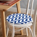 - RealHomes Yuvarlak Fermuarlı Minder - Realhomes Lacivert Zikzak Tasarımlı Dijital Baskılı Yuvarlak Fermuarlı Sandalye Minderi Realhomes