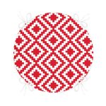 Kırmızı Geometrik Çizimli Dijital Baskılı Modern Yuvarlak Fermuarlı Sandalye Minderi Realhomes