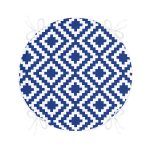 - RealHomes Yuvarlak Fermuarlı Minder - Realhomes  Lacivert Geometrik Çizimli Dijital Baskılı Modern Yuvarlak Fermuarlı Sandalye Minderi Realhomes