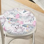 - RealHomes Yuvarlak Fermuarlı Minder - Realhomes  Flamingo Desenli Dijital Baskılı Yuvarlak Fermuarlı Sandalye Minderi Realhomes
