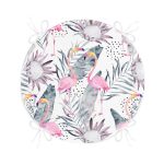 - RealHomes Yuvarlak Fermuarlı Minder - Realhomes  Flamingo Desenli Dijital Baskılı Yuvarlak Fermuarlı Sandalye Minderi Realhomes