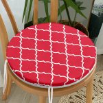 Kırmızı Ogea Desenli Dijital Baskılı Modern Yuvarlak Fermuarlı Sandalye Minderi Realhomes