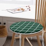 - RealHomes Yuvarlak Fermuarlı Minder - Realhomes  Yeşil Ogea Desenli Dijital Baskılı Yuvarlak Fermuarlı Sandalye Minderi Realhomes