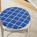 - RealHomes Yuvarlak Fermuarlı Minder - Realhomes  Lacivert Ogea Desenli Dijital Baskılı Modern Yuvarlak Fermuarlı Sandalye Minderi Realhomes