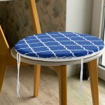 - RealHomes Yuvarlak Fermuarlı Minder - Realhomes  Lacivert Ogea Desenli Dijital Baskılı Modern Yuvarlak Fermuarlı Sandalye Minderi Realhomes