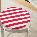 Kırmızı Beyaz Düz Çizgi Tasarımlı Dijital Baskılı Yuvarlak Fermuarlı Sandalye Minderi Realhomes