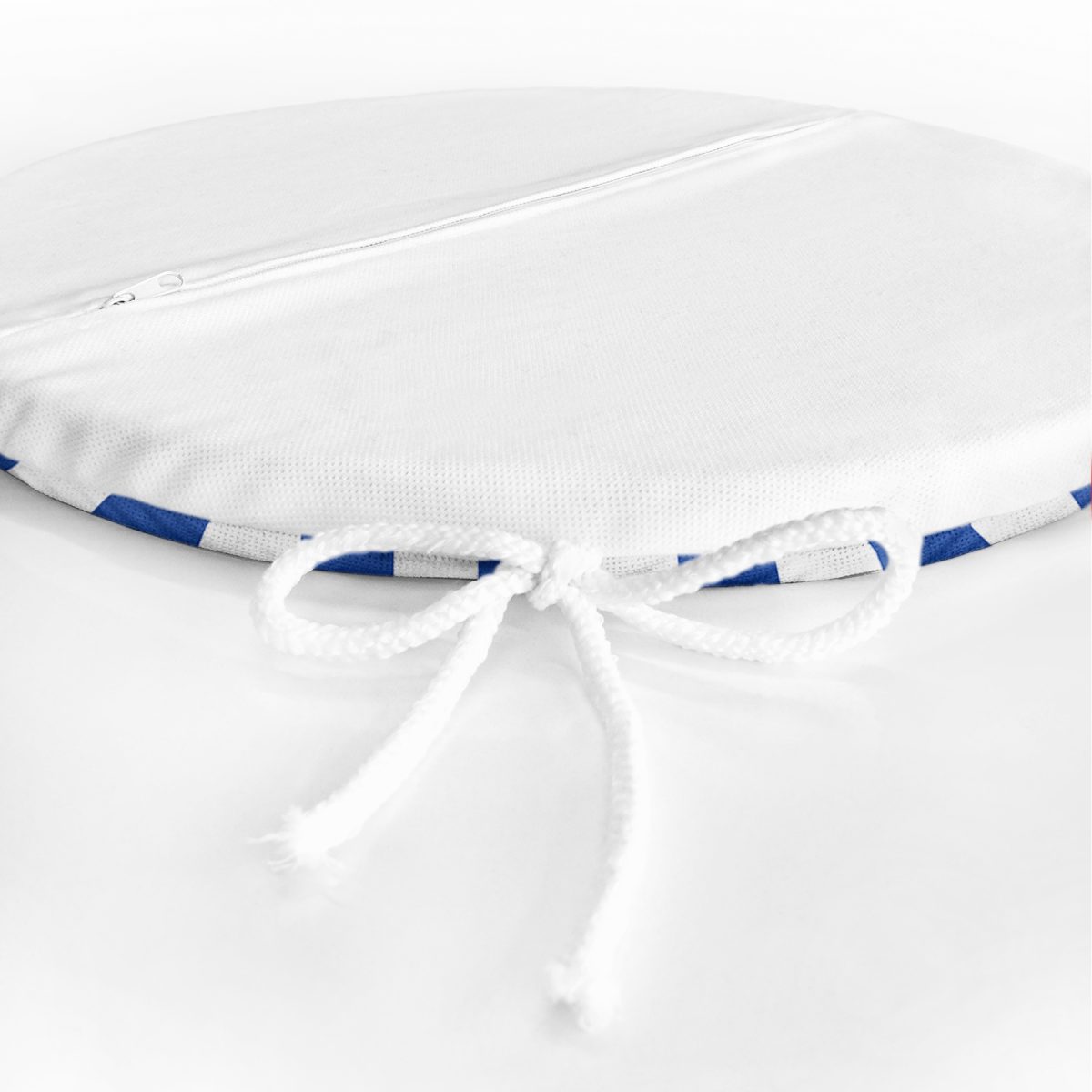 Lacivert Beyaz Düz Çizgi Tasarımlı Dijital Baskılı Yuvarlak Fermuarlı Sandalye Minderi Realhomes