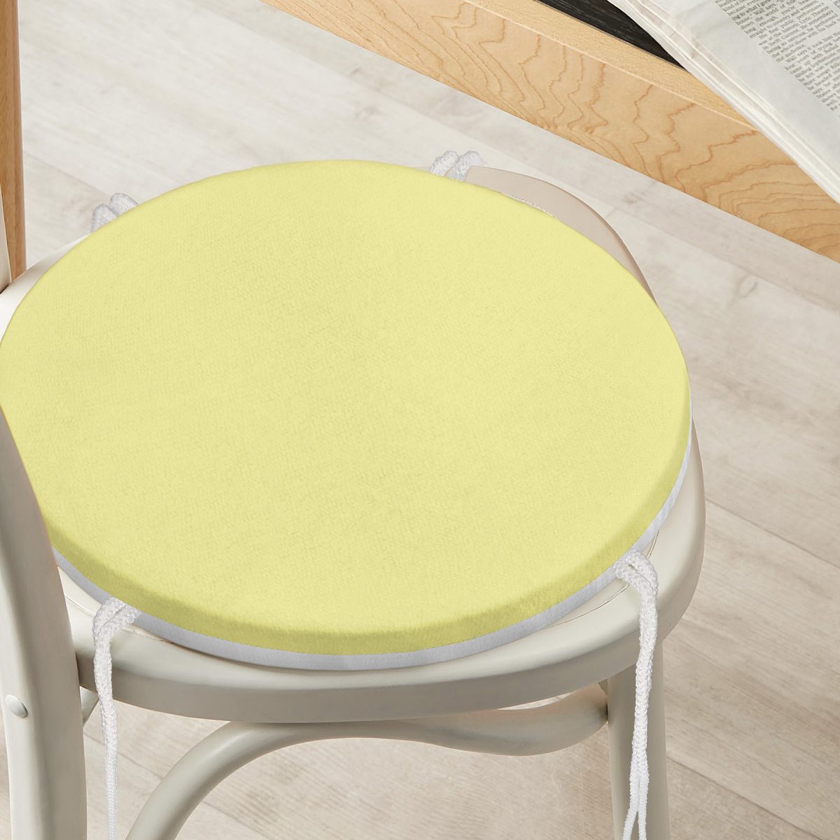 Sarı Renkli Dijital Baskılı Yuvarlak Fermuarlı Sandalye Minderi Realhomes
