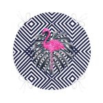 - RealHomes Yuvarlak Fermuarlı Minder - Realhomes  Lacivert Zeminli Flamingo Desenli Dijital Baskılı Yuvarlak Fermuarlı Sandalye Minderi Realhomes