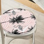 - RealHomes Yuvarlak Fermuarlı Minder - Realhomes  Flamingo Desenli Dijital Baskılı Yuvarlak Fermuarlı Sandalye Minderi Realhomes