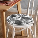 - RealHomes Yuvarlak Fermuarlı Minder - Realhomes Beyaz Zeminde Gri Tropikal Bitki Figürlü Dijital Baskılı Yuvarlak Fermuarlı Sandalye Minderi Realhomes