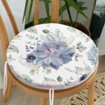 - RealHomes Yuvarlak Fermuarlı Minder - Realhomes  Beyaz Zeminde Çiçek Motifli Dijital Baskılı Yuvarlak Fermuarlı Sandalye Minderi Realhomes
