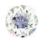 - RealHomes Yuvarlak Fermuarlı Minder - Realhomes  Beyaz Zeminde Çiçek Motifli Dijital Baskılı Yuvarlak Fermuarlı Sandalye Minderi Realhomes