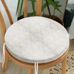 Krem Renkli Damask Motifleri Tasarımlı Yuvarlak Fermuarlı Sandalye Minderi Realhomes