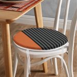 - RealHomes Yuvarlak Fermuarlı Minder - Realhomes  Siyah Gri Çizgili Turuncu Zeminli Modern Yuvarlak Fermuarlı Sandalye Minderi Realhomes